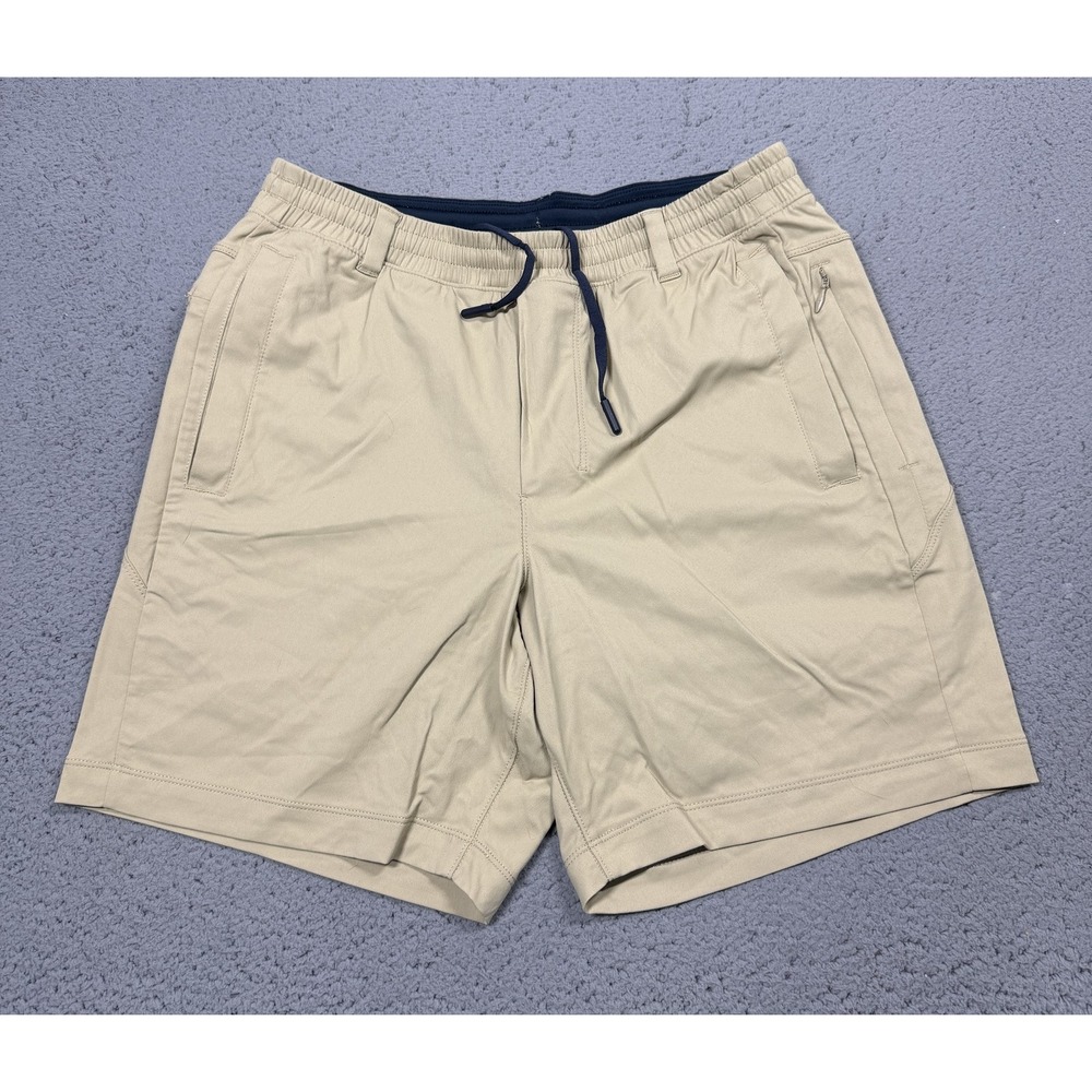 Birddogs Shorts Mens M Beige Lined Athletic Gym Stretch Drawstring 7 Inseam